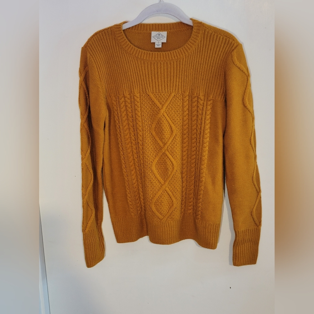 St Johns Bay Mustard Cable Knit Fall Sweater Size Small
